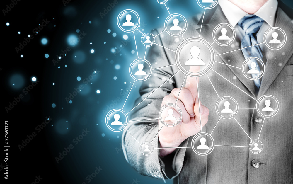 man hand pressing social media icon man hand pressing social media icon