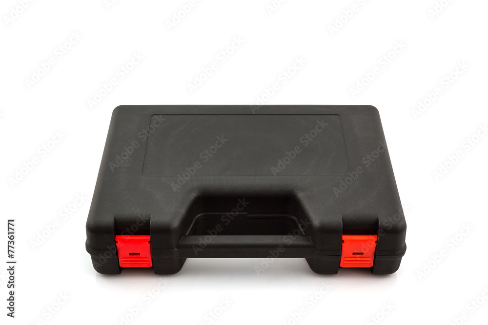 Black tool box, plastic case . Black tool box, plastic case .