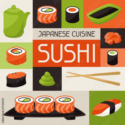 Background with sushi.