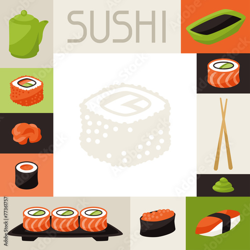 Background with sushi.