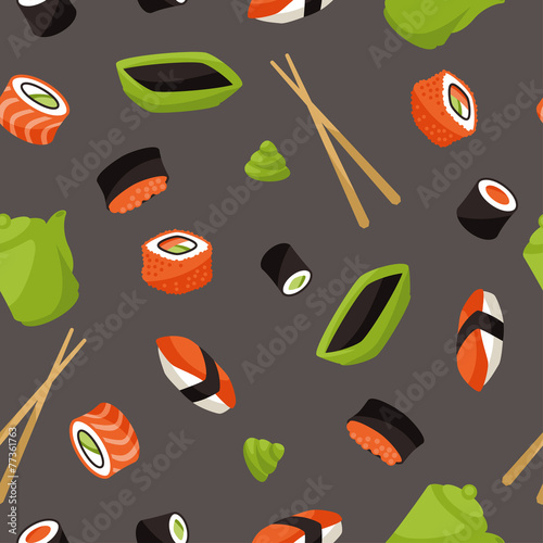 Seamless pattern with sushi.
