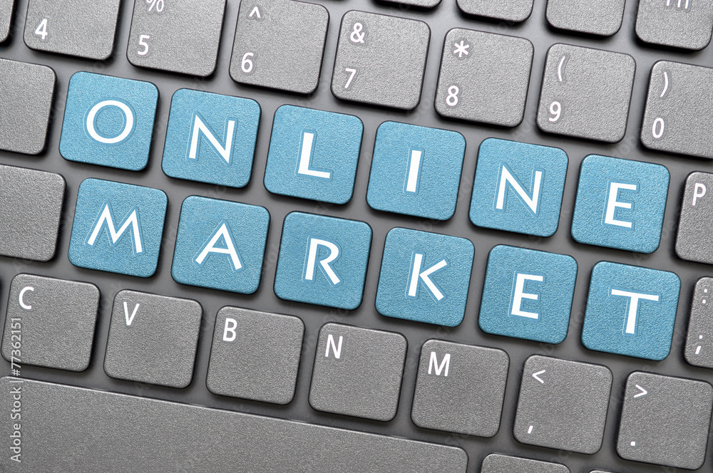 Online market key on keyboard Online market key on keyboard