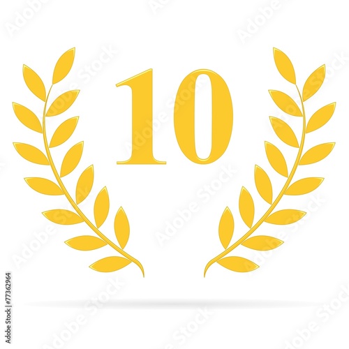 Lauriers 10 gold sur fond blanc