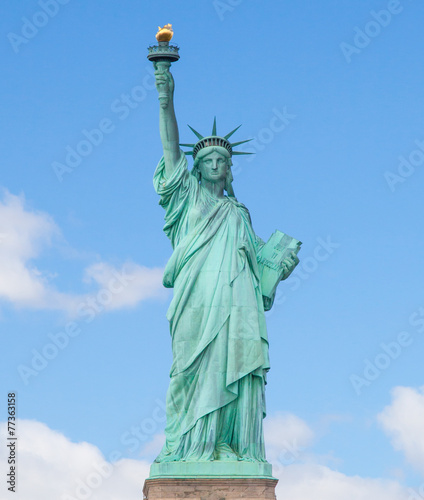 Front view of the Statue of Liberty in New York City