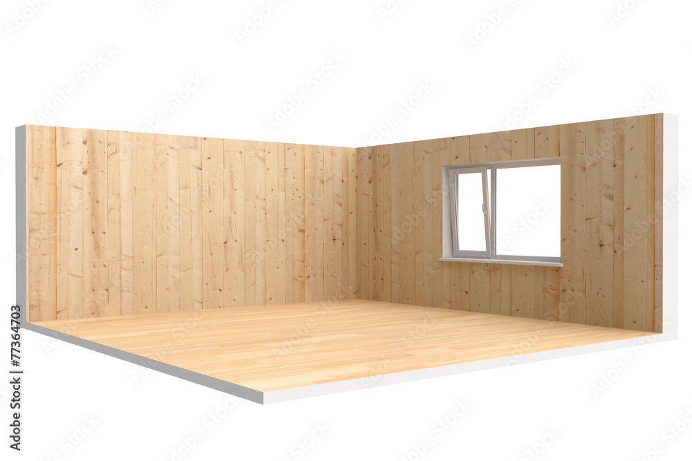 Corner of empty room with floor, wall and window Stock Illustration