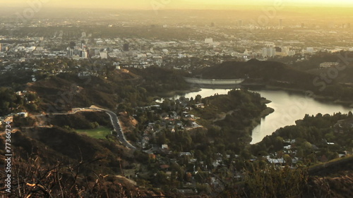 Time lapse shot at dusk from the iconic Hollywood Sign photo