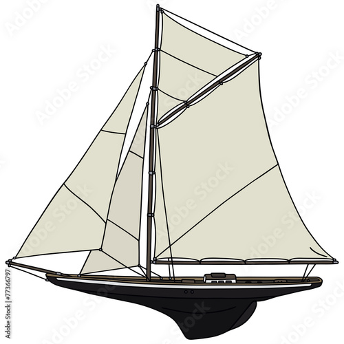 Photos Hand drawing of a classic sailing yacht
