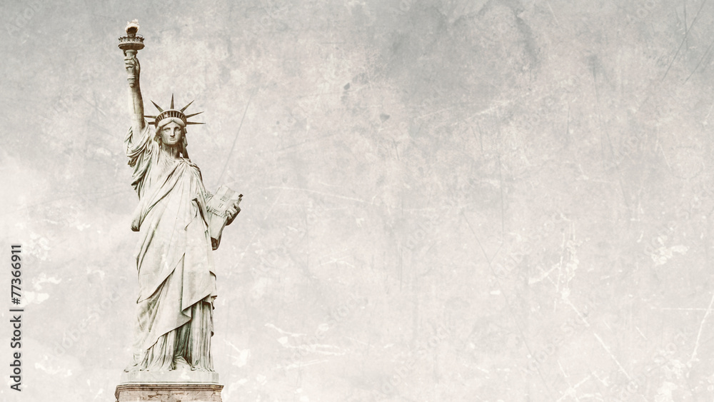 Naklejka premium Statue of Liberty 16:9 grunge style background