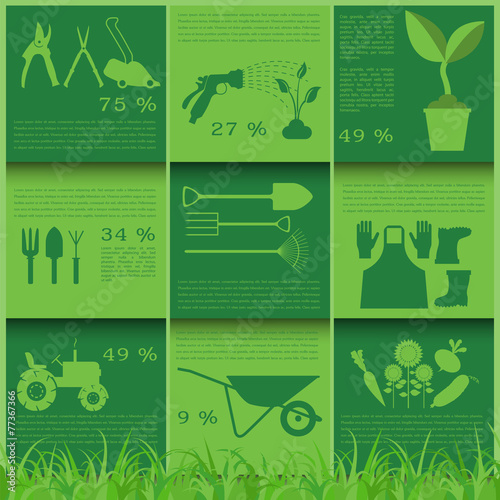 Garden work infographic elements. Working tools set.
