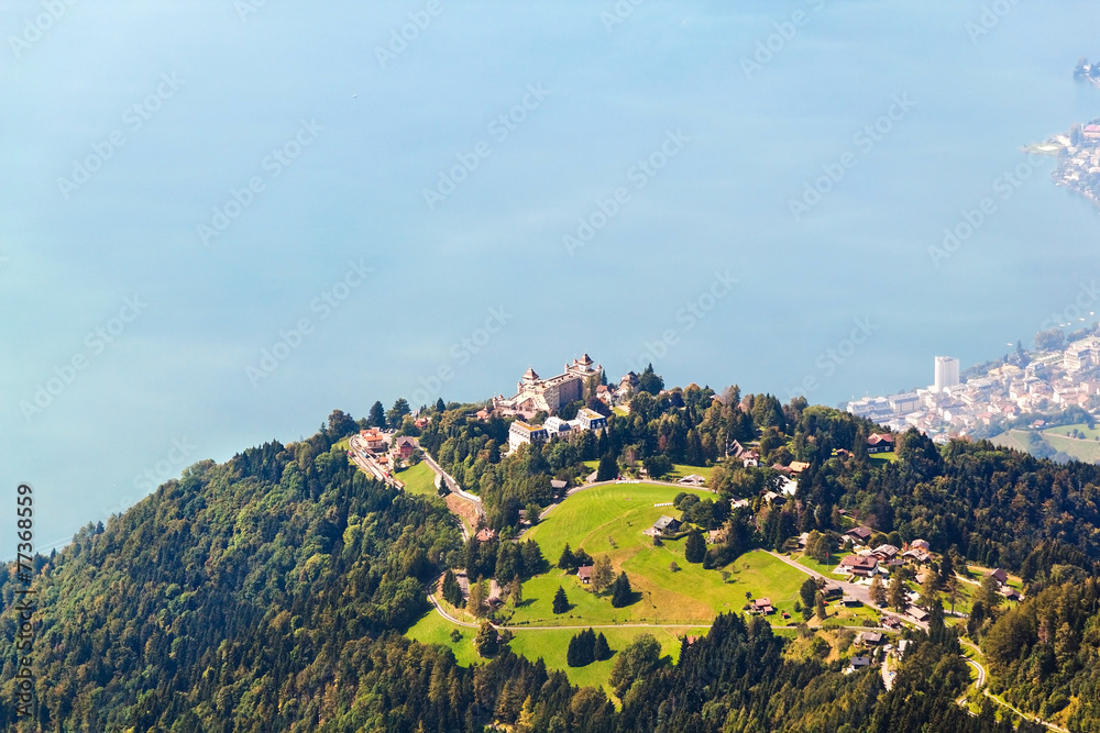 Naklejka premium Aerial view from the Rochers de Naye, Switzerland