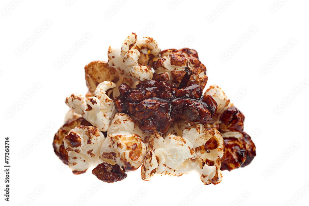 Brown popcorn on white Brown popcorn on white