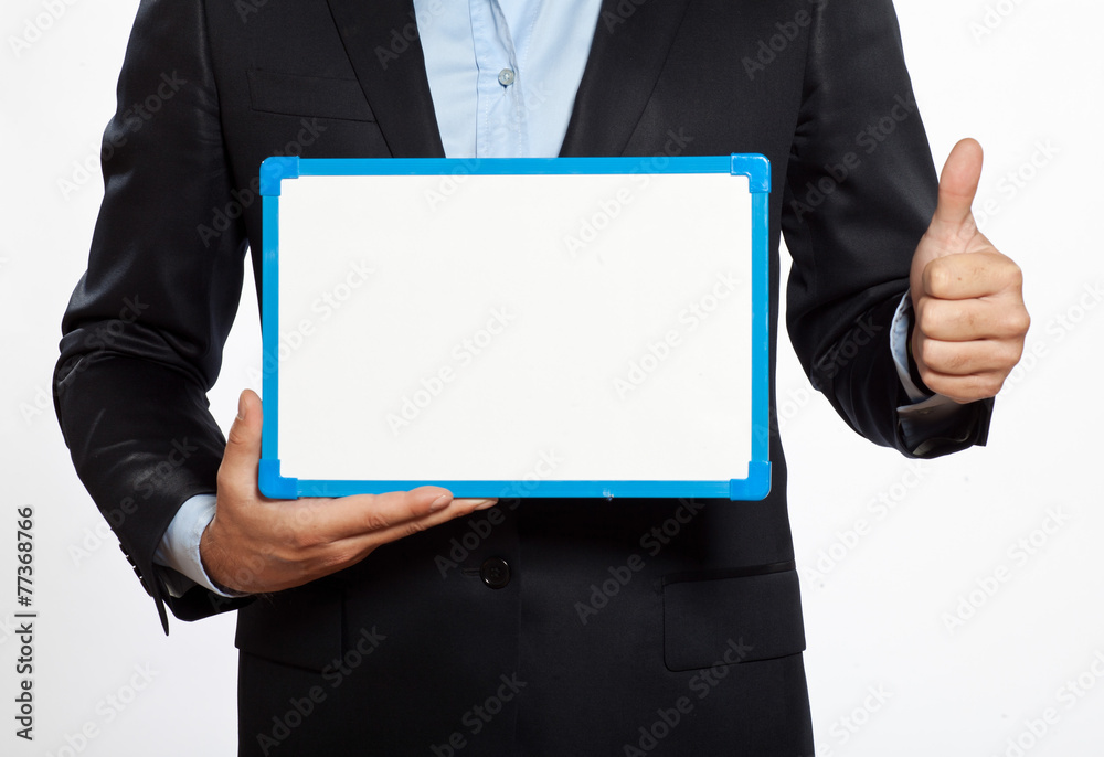 close up one business man hand holding showing whiteboard close up one business man hand holding showing whiteboard