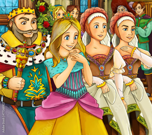 Cartoon fairy tale scene - royal family