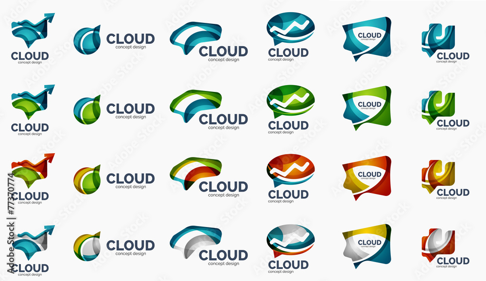 Modern cloud logo set