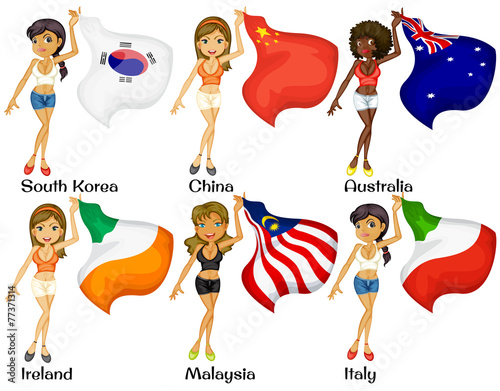 People and flags