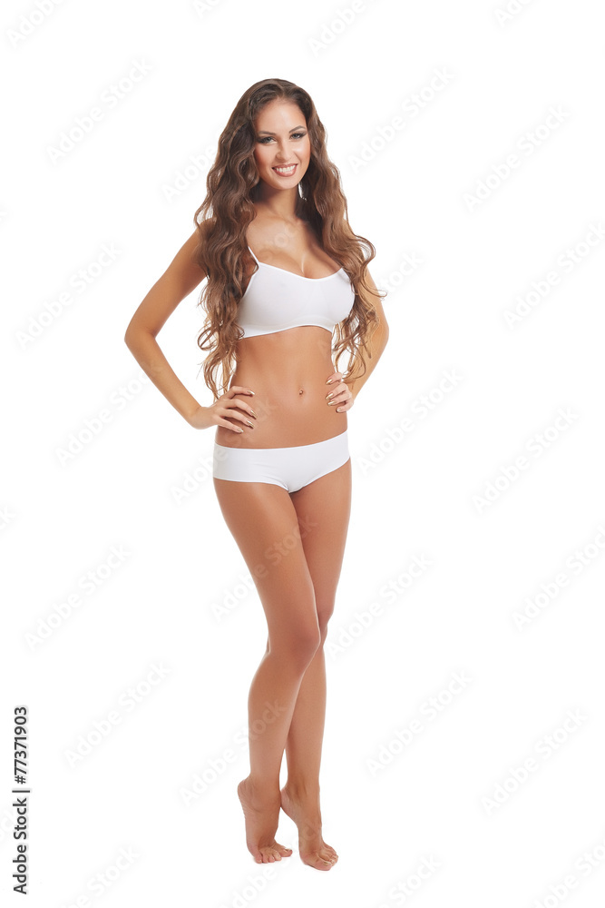 Charming tanned girl with perfect figure