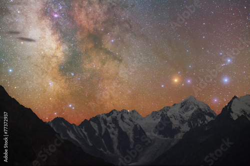 Milky way over mountains