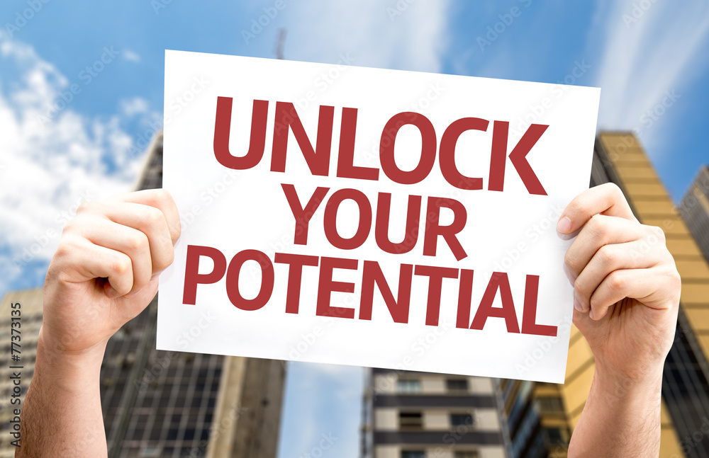 Unlock your Potential card with a urban background Unlock your Potential card with a urban background