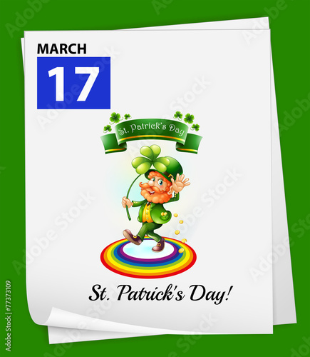 A calendar showing the 17th of March