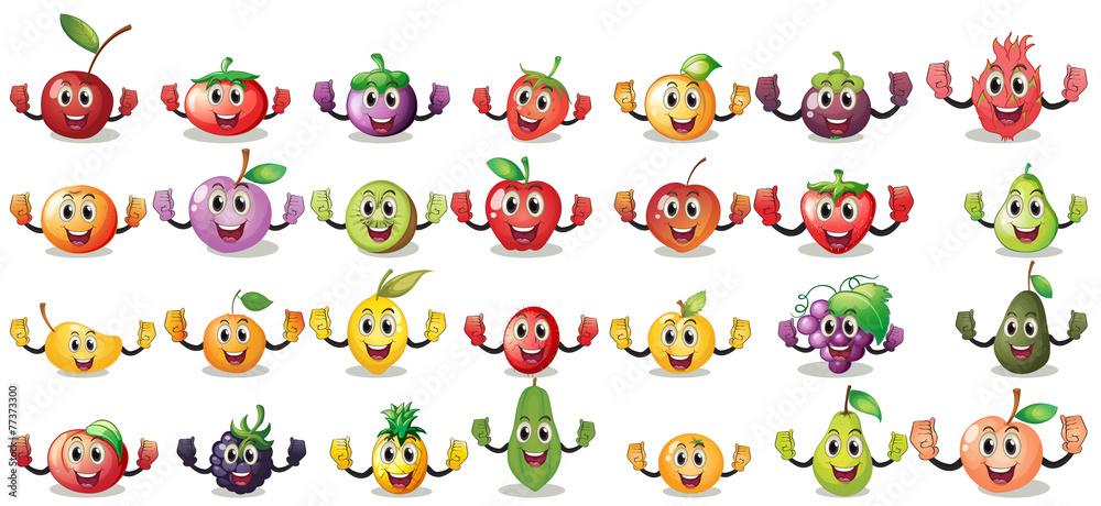 Obraz premium Sets of fruit faces