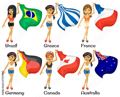 Girls and flags