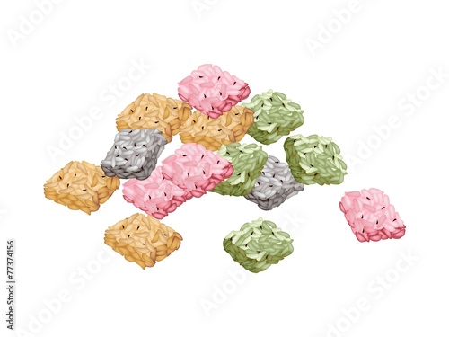 Pile of Kaminariokoshi or Traditional Japanese Crispy Rice