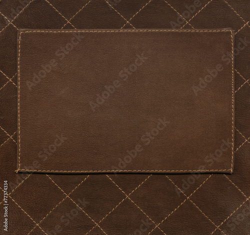 Leather label on background