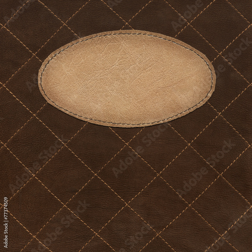 Leather label on background