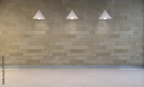 3d Illustration of white room with lamps 