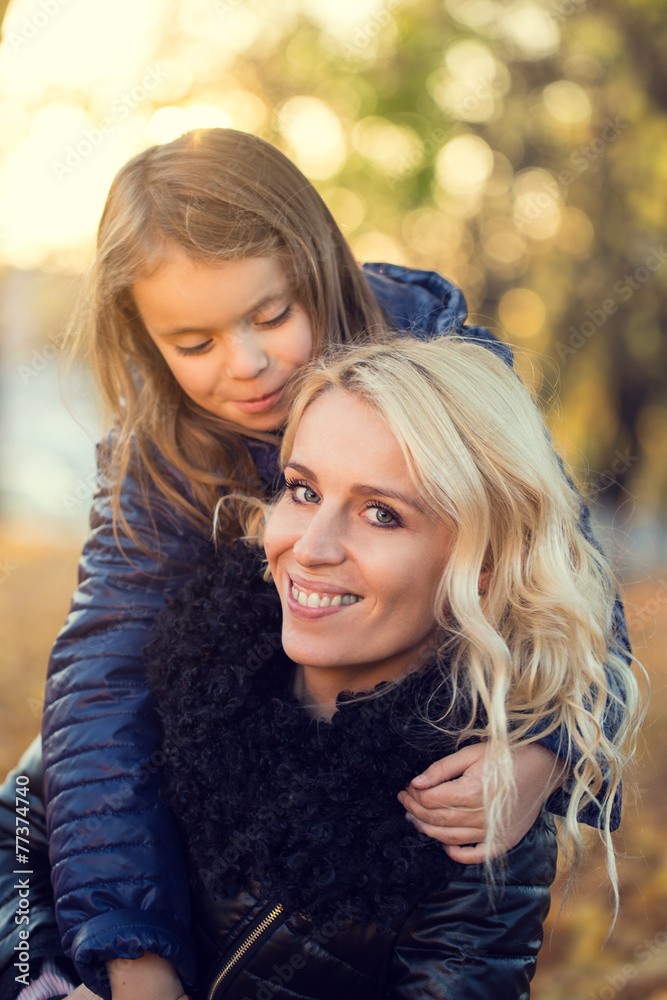 Mom daughter autumn walk Mom daughter autumn walk
