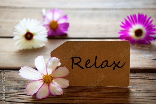 Label With Text Relax With Cosmea Blossoms