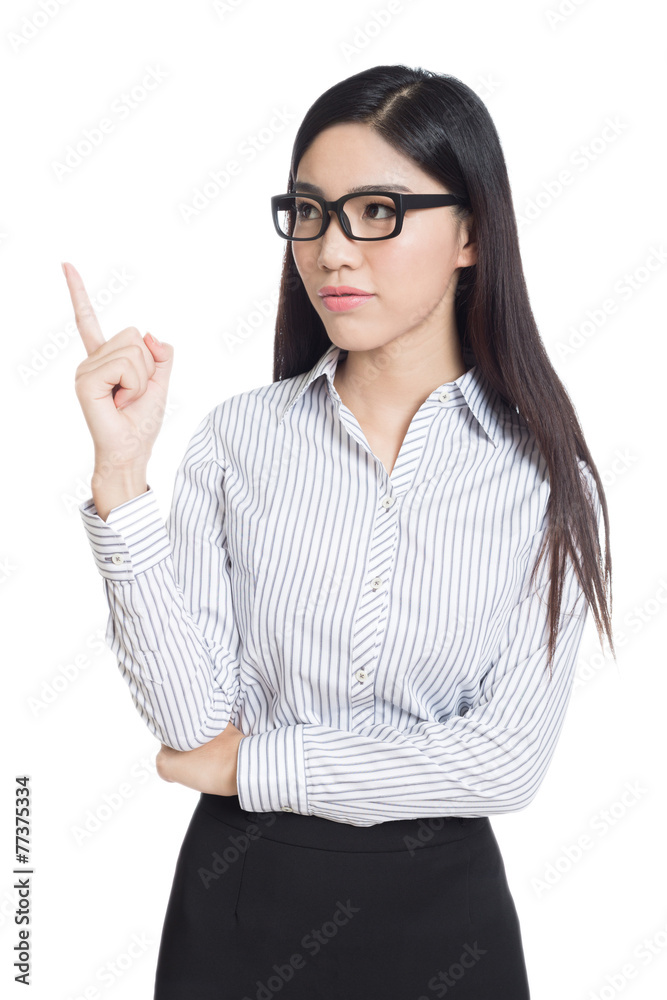 smile business woman show fingers . long hair model isolated . smile business woman show fingers . long hair model isolated .