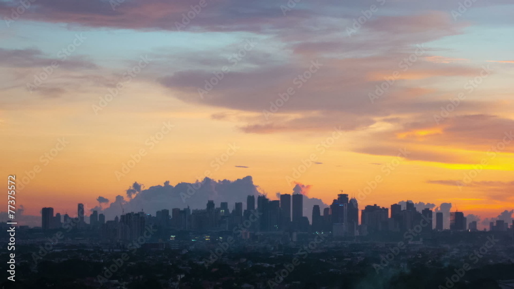 Philippines Manila skyline sunset time lapse Philippines Manila skyline sunset time lapse