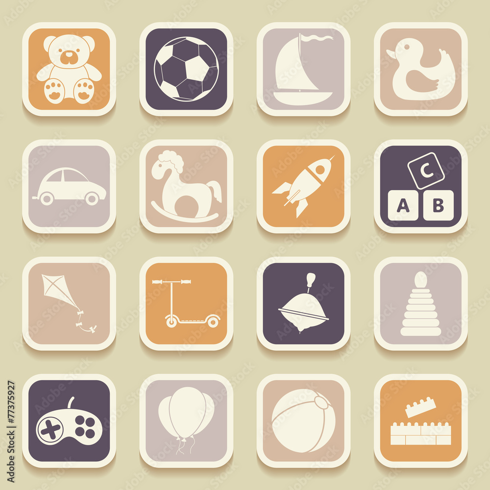 Children toys universal icons for web and mobile applications