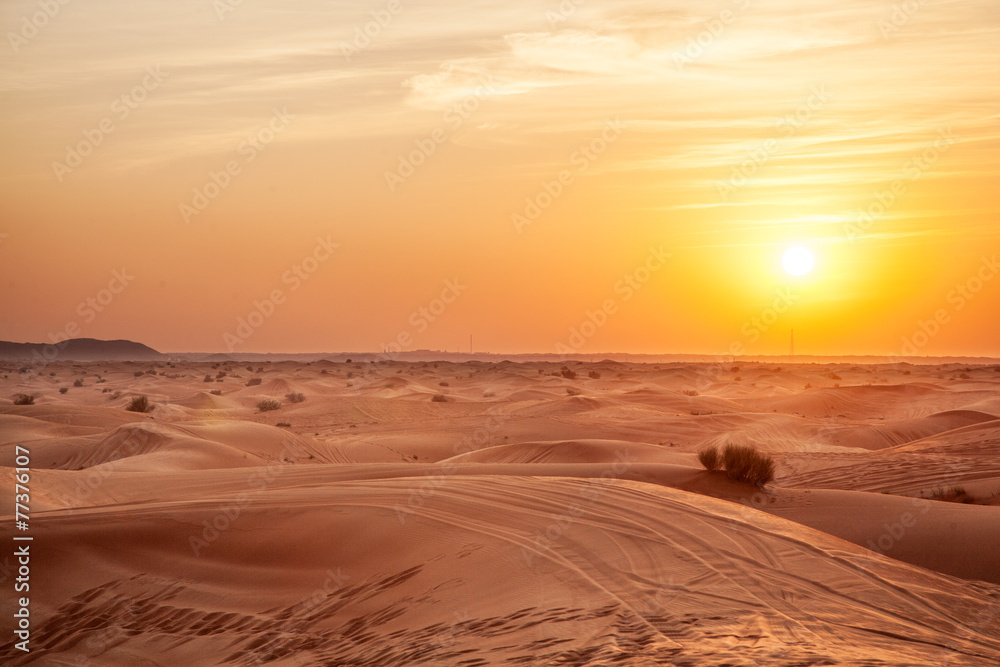 Sundown in desert.