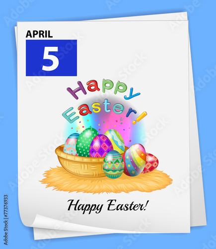 A calendar showing the 5th of April
