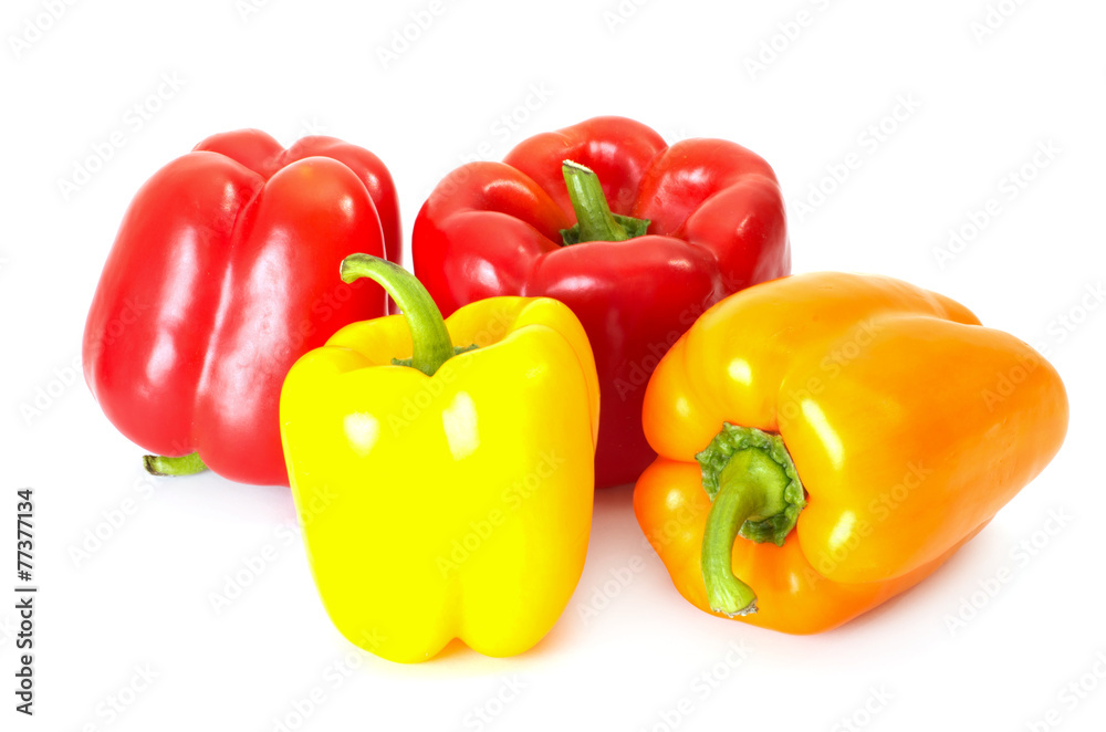Colored paprika (pepper) isolated on a white background Colored paprika (pepper) isolated on a white background
