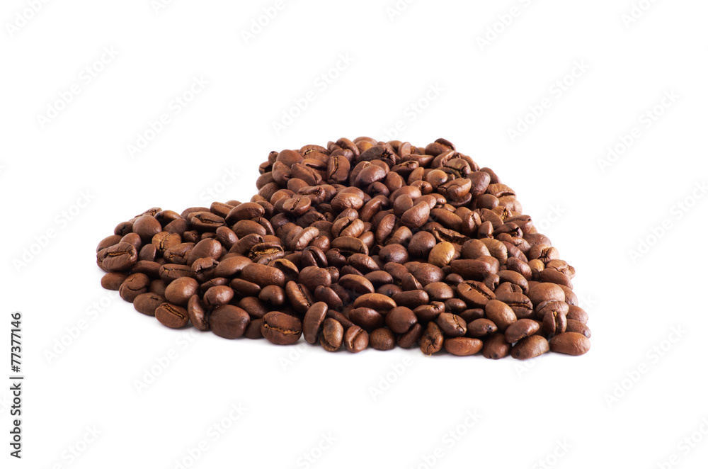 Brown coffee beans isolated on white background Brown coffee beans isolated on white background