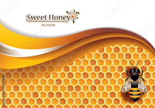 Honey Background with Working Bee