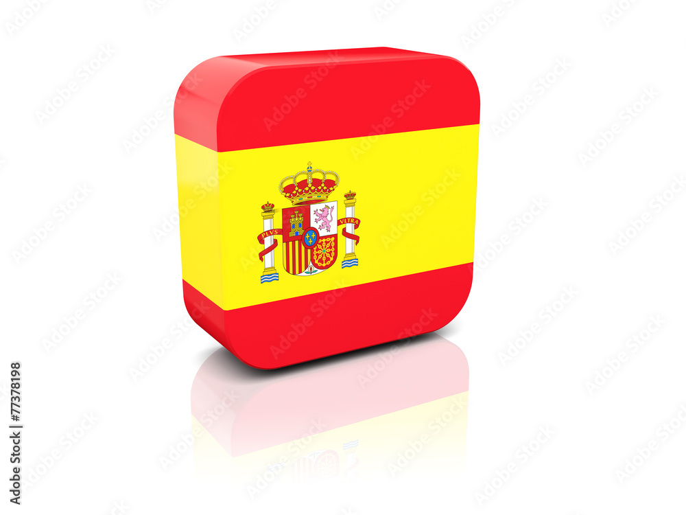 Square icon with flag of spain - obrazy, fototapety, plakaty 