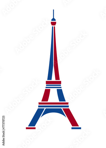Eiffel Tower red and blue Paris. Icon design