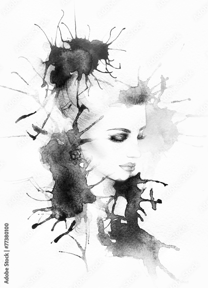 Fototapeta premium woman portrait .abstract watercolor .fashion background
