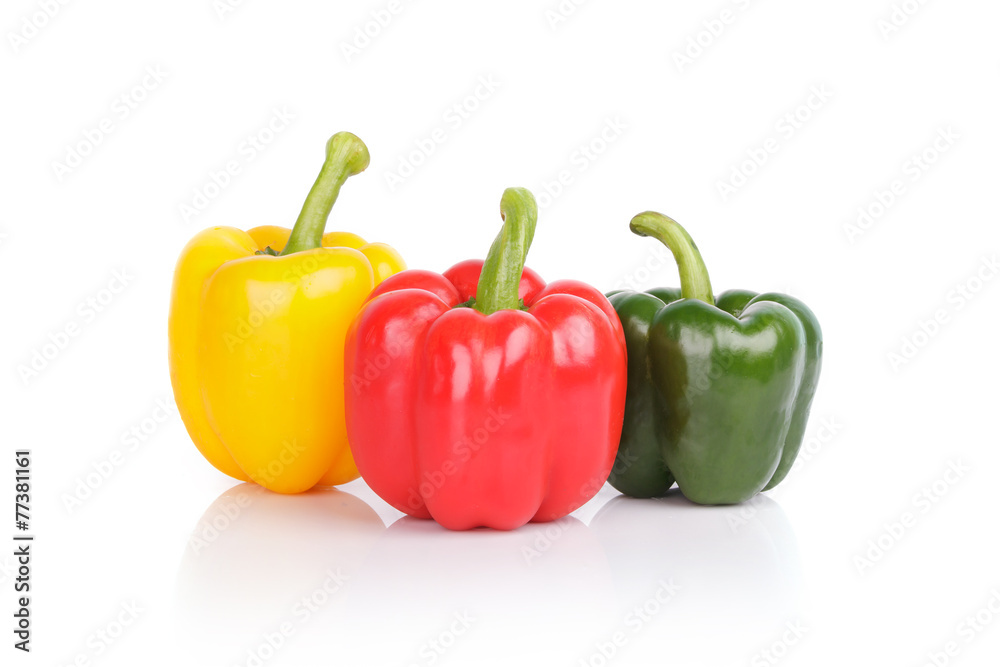 bell peppers or capsicum isolated on white background bell peppers or capsicum isolated on white background