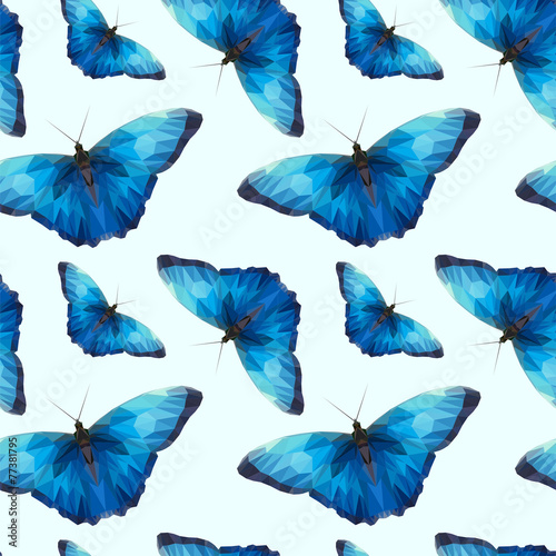 a lot of blue butterfly pattern edges and triangles #77381795