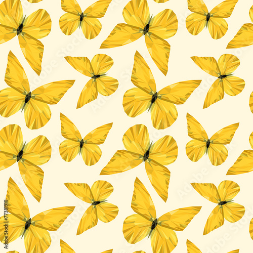 yellow butterfly of the faces and triangles pattern