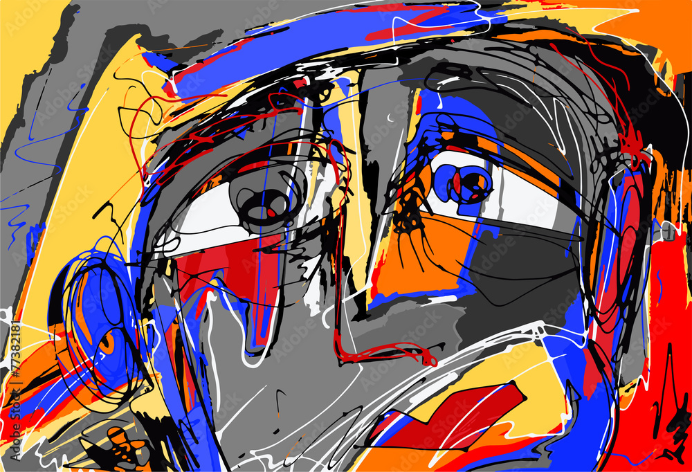 Fototapeta premium abstract digital painting of human face