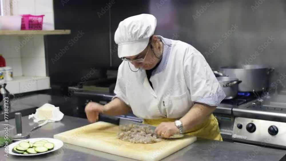 chef cutting scampi chef cutting scampi