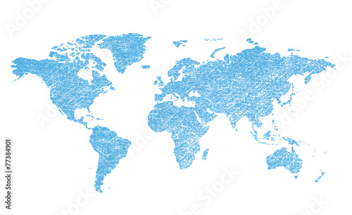 light blue grungy map of the world - vector continents