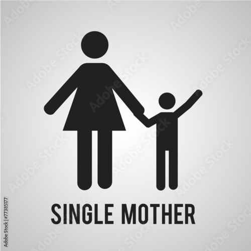 single mother whith childe over gray color background