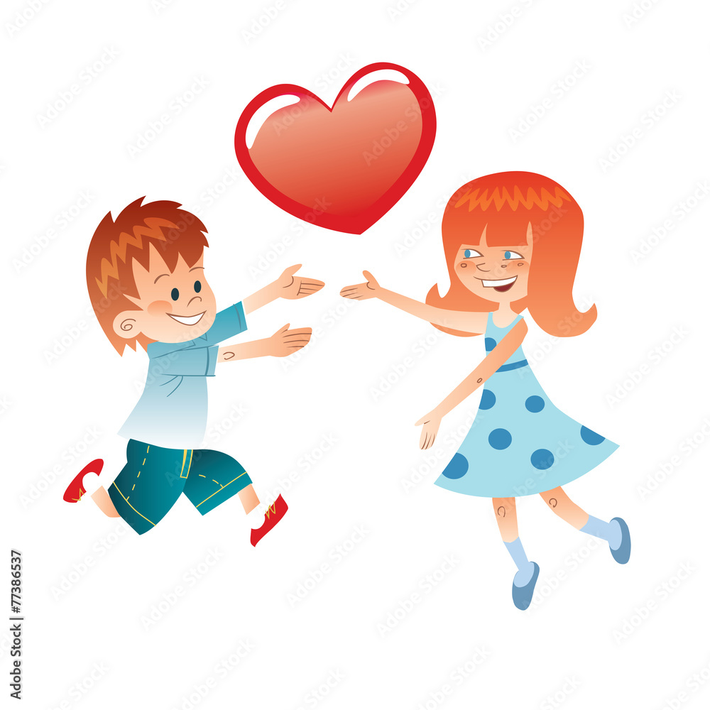 Love the boy and girl with a red heart Love the boy and girl with a red heart